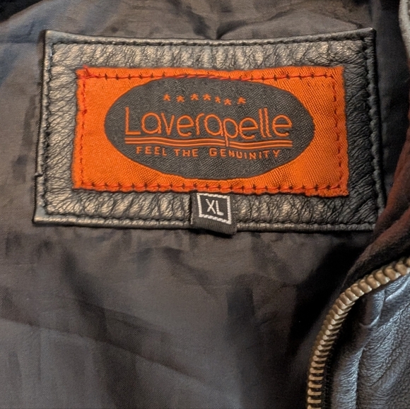 LEATHER BIKER Laverapelle Black Jacket Moto Standup Collar Bomber XL - Picture 7 of 16